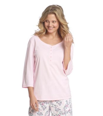 KN Karen Neuburger 3/4 Sleeve Knit Henley Top