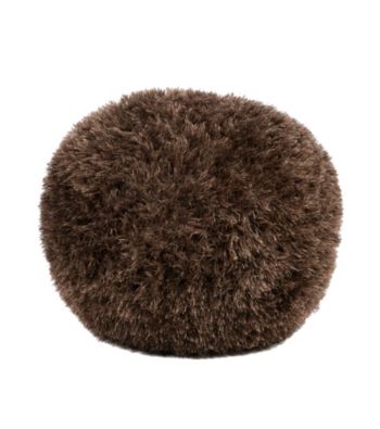 Surya Round Shag Dark Brown Pouf