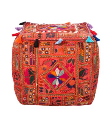 Surya Square Sari Orange Pouf
