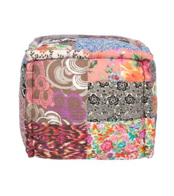 Surya Square Multi-Pattern Multi-Color Pouf
