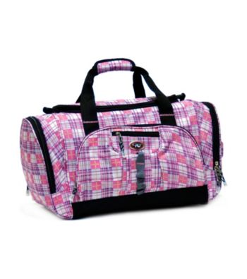 CalPak Hollywood Lavender Plaid Multi-Pocket Duffel Bag