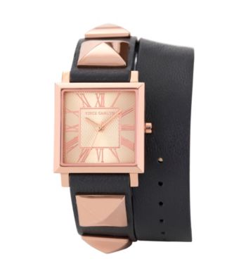 Vince Camuto™ Gray Double Wrap Leather Strap Watch