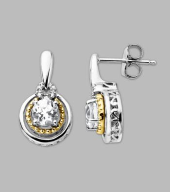 14K Gold & Sterling Silver Earring with White Topaz and Diamond Accent