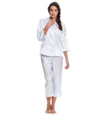 Miss Elaine® Satin Pajama Set - Blue Dots