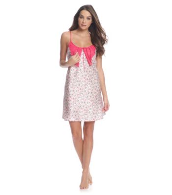 Chanteuse® Satin Print Chemise - Pink Bows