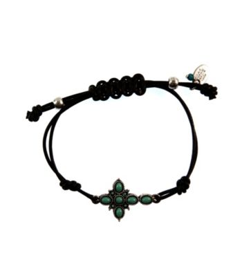 Nine West Vintage America Collection® Silvertone Turquoise Bead Charm Bracelet On Leather Cord