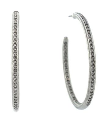 Vince Camuto™ Silvertone Pave Open Hoop Earrings