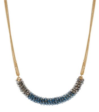 Kenneth Cole® Silvertone & Blue Cherry Bead Wrapped Frontal Necklace