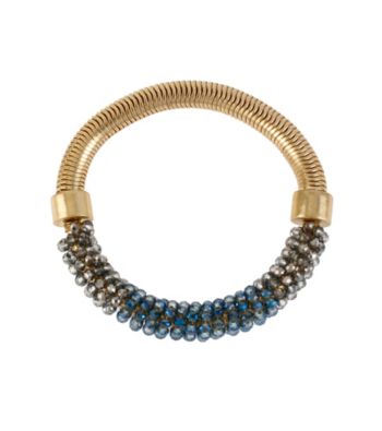 Kenneth Cole® Silver & Blue Cherry Bead Half Stretch Bracelet