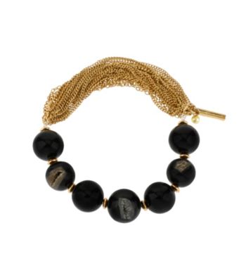 Kenneth Cole® Black Semi Precious Bead Half Stretch Bracelet