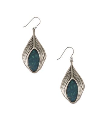 Lucky Brand® Silvertone/Blue Peacock Earrings