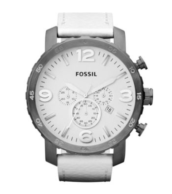 Fossil® Nate White Silicone with Brushed Smoke Case Men's Casual Watch