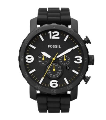 Fossil® Nate Black Silicone Watch