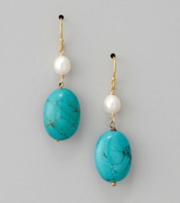 Genuine Stabilized Turquoise Oval Drop Earrings