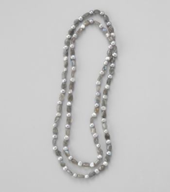Genuine Baroque Pearl and Labradorite endless Necklace