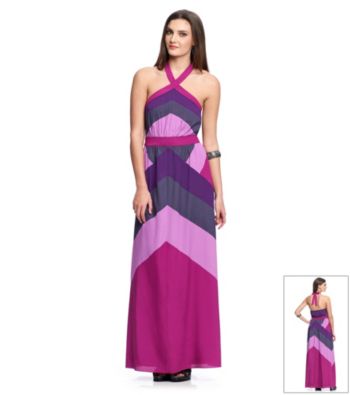 Jessica Simpson Color Block Halter Maxi