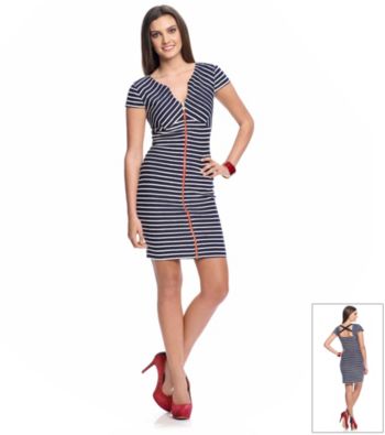 Guess Striped Zipper Dress