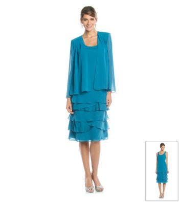 S.L. Fashions Pleat Tiered Jacket Dress