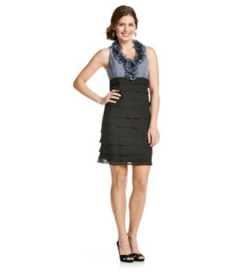 S.L. Fashions Petites' Chiffon Ruffle Shutter Dress