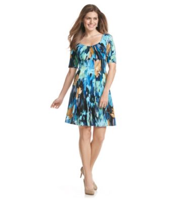 London Times® Petites' Knit Print Dress