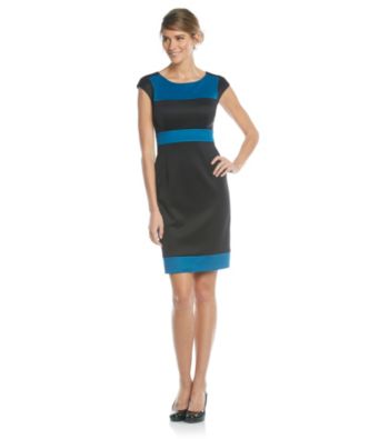 London Times Petites' Colorblock Scuba Dress