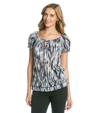 AGB® Dash Printed Peasant Knit Tee