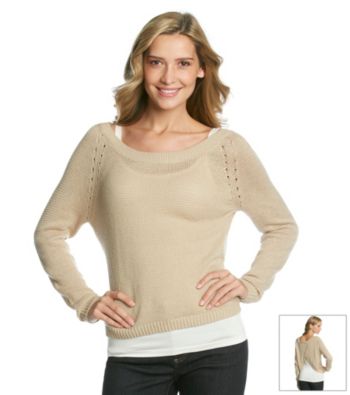 AGB® Crossover Back Boatneck Sweater