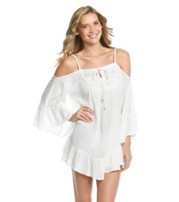 Raviya Cold Shoulder Crochet Neck Tunic Top