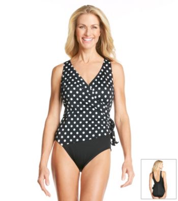 Studio Works® Polka Dot Side Tie Surplice Swimsuit