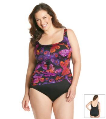 Studio Works Plus Size Flutter Print Sash Tank