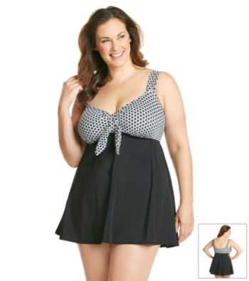 Studio Works® Plus Size Web Tie-Front Swim Dress