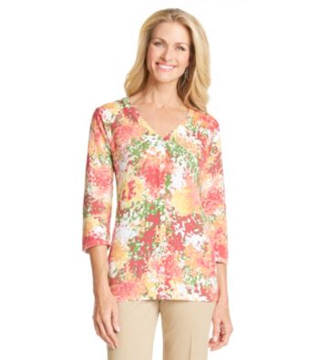 Breckenridge® Printed V-Neck Cardigan Sweater