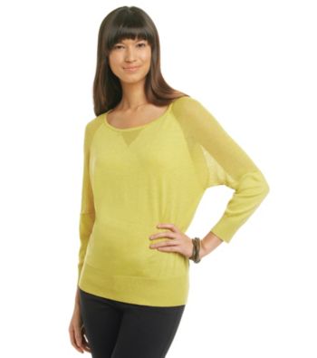 August Silk Light Weight Pullover Knit with Mesh Detail