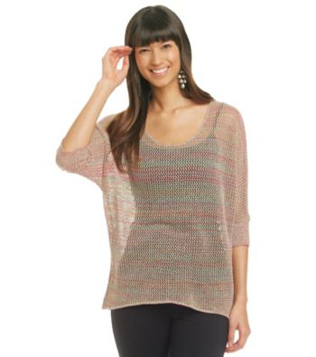 August Silk Mini Mesh Pullover Hi-Lo Knit