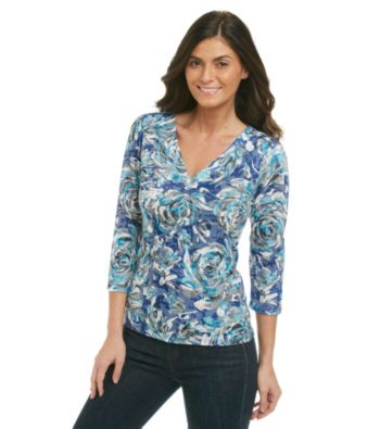 Laura Ashley® V-Neck Rose Burnout Top
