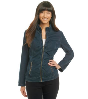 Laura Ashley® Plus Size Ruched Denim Jacket