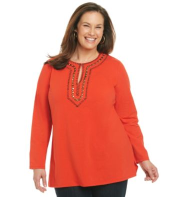 Jones New York Signature® Plus Size Slitneck Tunic