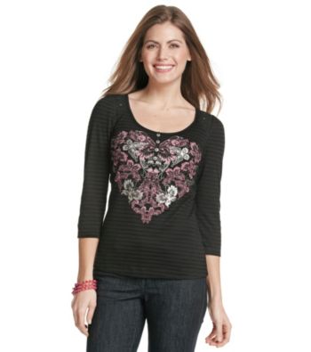 Oneworld® Petites' Butterfly Heart Tee