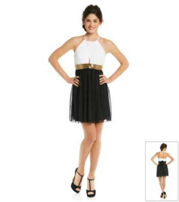 Bee Darlin' Juniors' Embellished Halter Dress