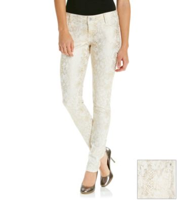 Wallflower Vintage® Juniors' Metallic Snake Print Skinny Jeans