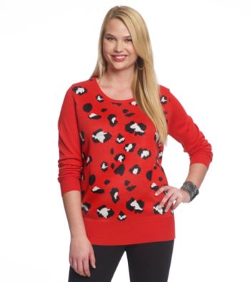 Belle du Jour Juniors' Plus Size Red Cheetah Tunic
