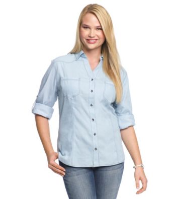 Belle du Jour Juniors' Plus Size Roll-Tab Shirt