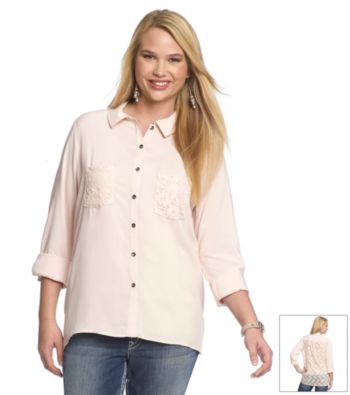 Belle Du Jour Juniors' Plus Size Lace Back Shirt