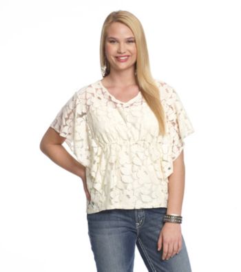 Belle du Jour Juniors' Plus Size Lace Tee