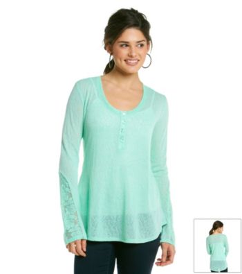 Love Rocks Only Sky Juniors' Linen Henley