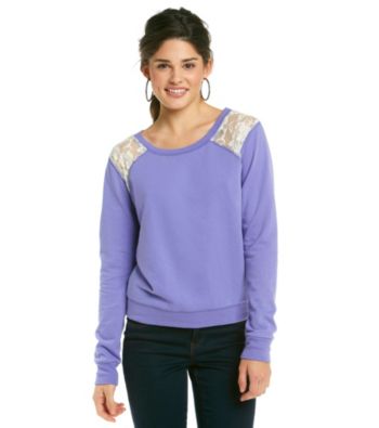 Grane Juniors' Fleece Pullover with Lace Inset