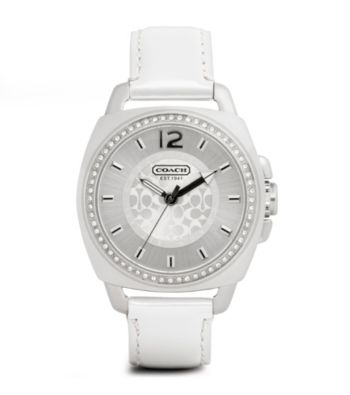 COACH WHITE BOYFRIEND STRAP WATCH