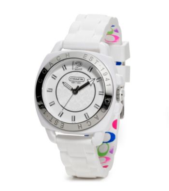COACH WHITE BOYFRIEND SILICON RUBBER STRAP WATCH