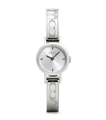 COACH STAINLESS STEEL SIGNATURE STUDIO BANGLE WATCH