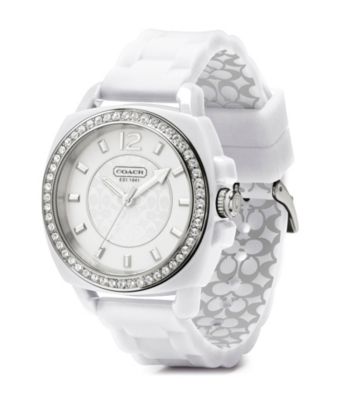 COACH WHITE BOYFRIEND SILICON RUBBER STRAP WATCH